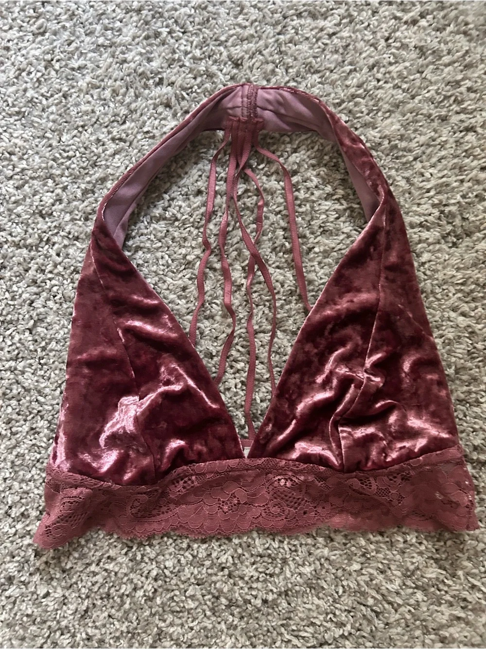 Whimsigoth Velvet Lace Halter Top Bralette Top